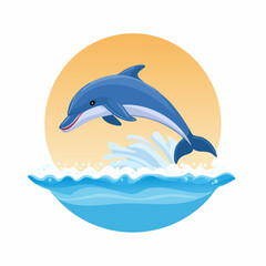 Obraz premium Playful Dolphin Leaping Out of Water with Joyful Expression