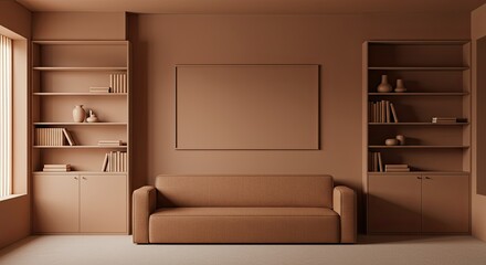 Color Drenched Minimalist Room with Tone-on-Tone Frame Mockup