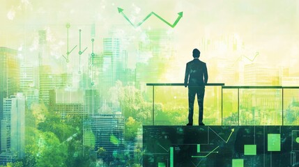 Businessman Vision: Green Cityscape and Growth