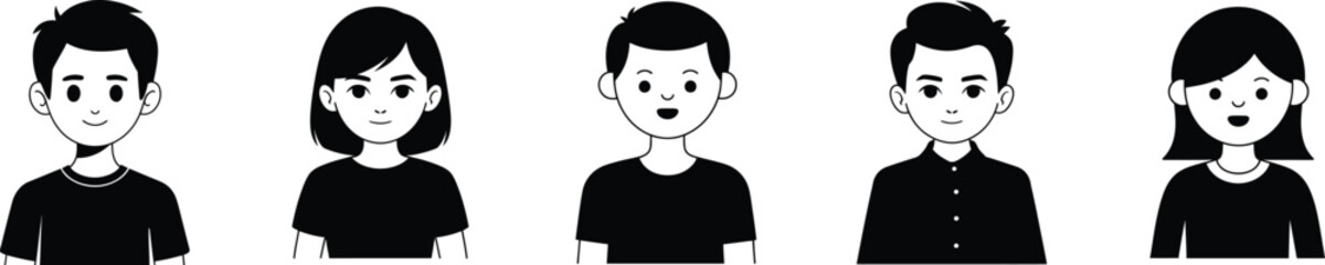 Fototapeta premium Cartoon People Avatars: Diverse Male and Female User Profile Icons.