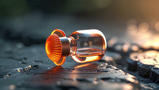 Sterile Laboratory Glass Vial with Orange Cap – Medical Research and Pharmaceutical Packaging Concept - Powered by Adobe
