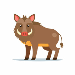 Fototapeta premium Cartoonish Wild Boar with Distinctive Tusks and Brown Fur