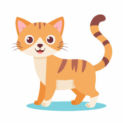 Fototapeta premium Playful Orange Tabby Cat with Upright Tail and Smiling Face
