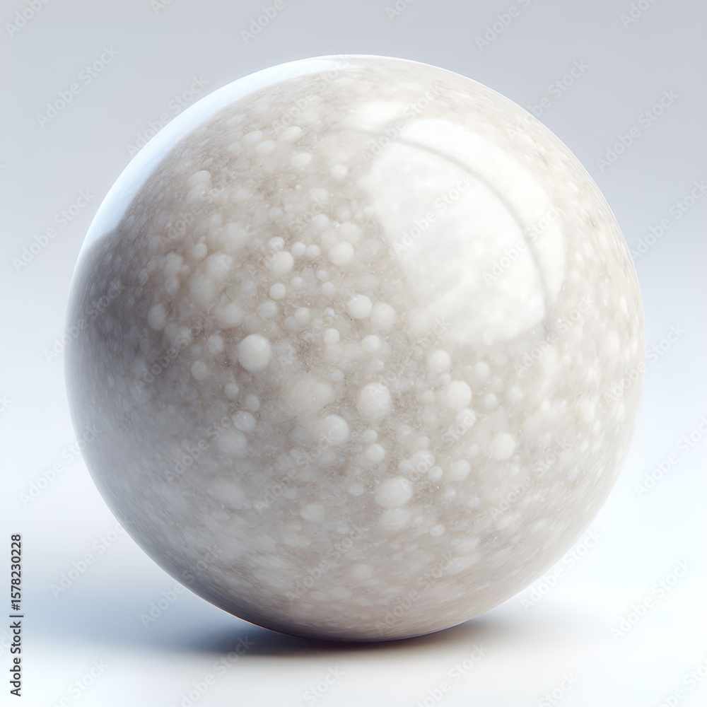 Poster a spherical object with mottled texture, conveying calm simplicity and subtle visual intrigue.