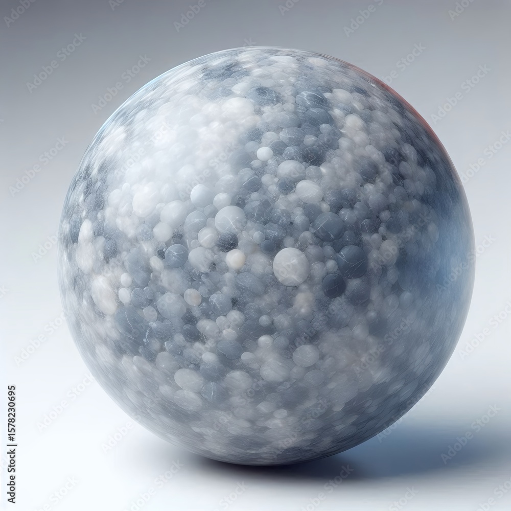Poster A sphere is textured with varying sized bubbles, rendered with a subtle gradient and soft lighting.