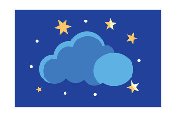 Scattered Stars Around Gradient Blue Cloud