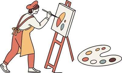 Painting as a Hobby Illustration Featuring Artistic Creativity and Relaxation Concepts. Creative Painting as a Hobby Design Highlighting Self Expression and Colorful Art Themes