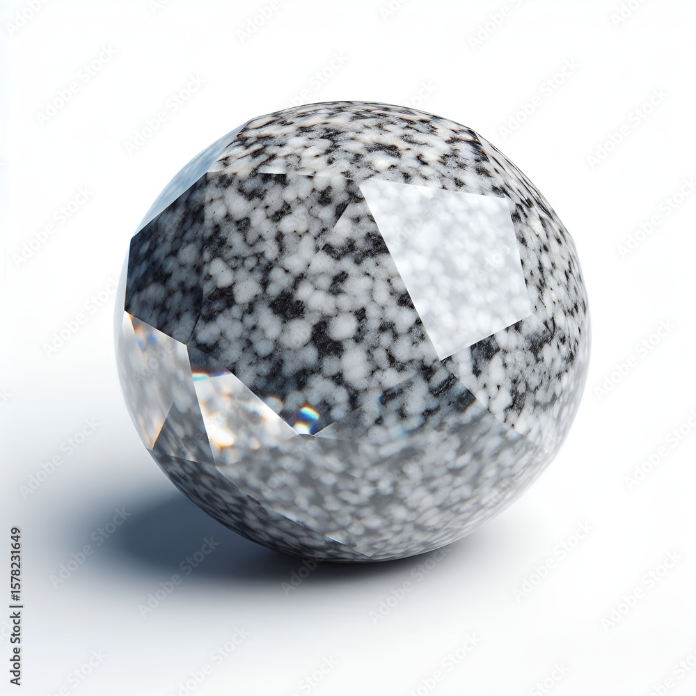 Fototapete polished granite sphere with facets reflects light, creating a unique abstract visual element.