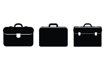 variety of business briefcase silhouettes in black style, suitable for work and office-related visuals