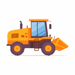 Naklejka premium Brightly Colored Cartoonish Wheel Loader Depicted in Side Profile.
