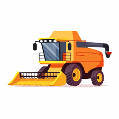 Obraz premium Cartoonish Orange and Yellow Combine Harvester for Agricultural Harvesting