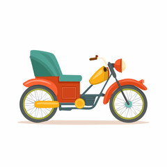 Obraz premium Colorful Vintage Motorcycle with Passenger Seat, Side View Illustration