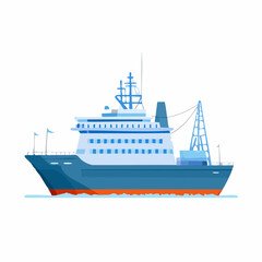 Obraz premium Detailed Illustration of a Blue and White Cruise Ship Sailing the Seas