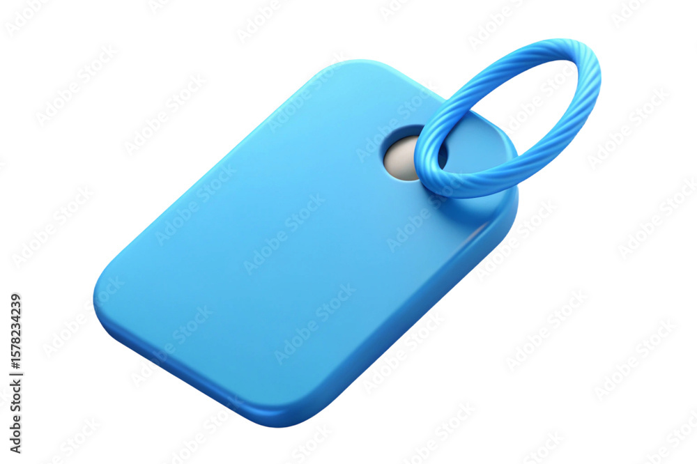 Fototapete simple blue gift tag with twisted loop isolated on transparent background