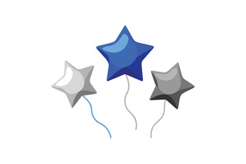 Obraz premium Floating Metallic Blue And Silver Star Balloons On White