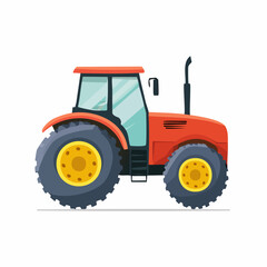 Obraz premium Vibrant Red Tractor with Large Tires and Yellow Wheel Centers