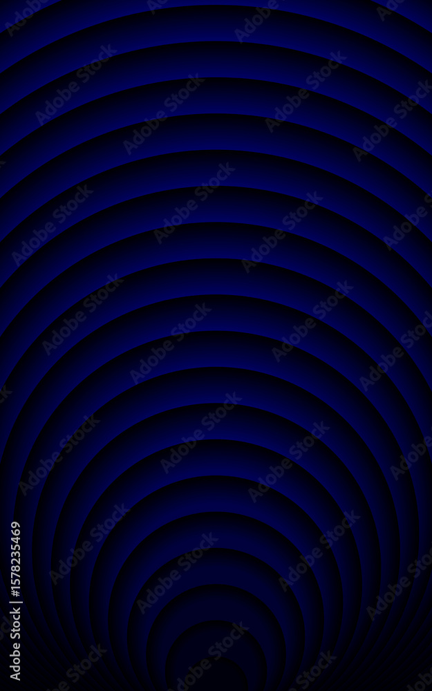 Poster vertical deep blue background with concentric circles for a visually tunnel design abstract with blu