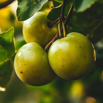 generate a closeup of a greengage with natural lighting and trending seo optimized