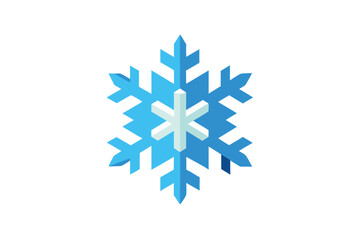 Flat Snowflake Icon With Frosty Crystal Style On White Background