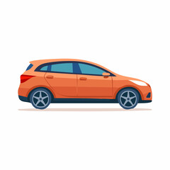 Obraz premium Modern Orange Hatchback Car Illustration with Stylish Design and Details