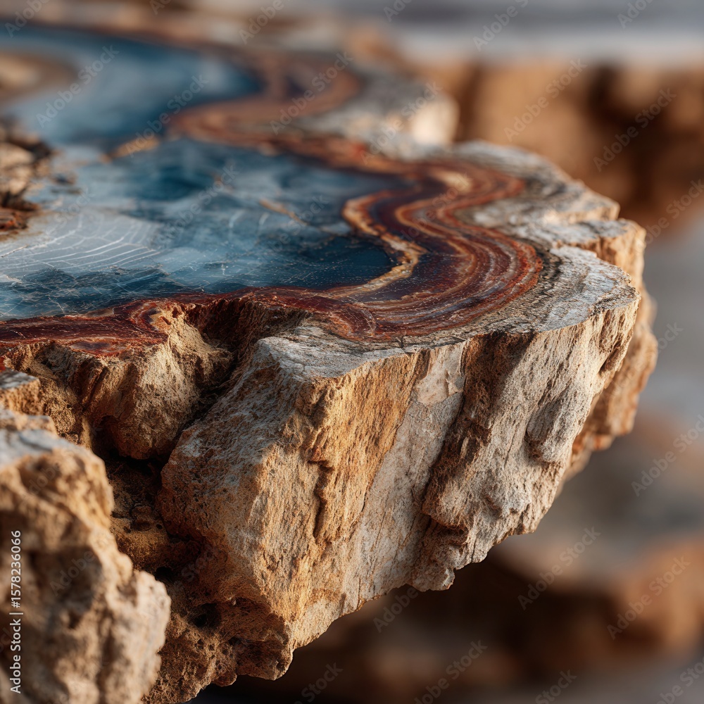 Aufkleber close-up view of colorful natural stone with unique patterns and textures