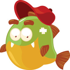 ANIMATED MONSTER FISH IN A CAP