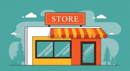 A cheerful storefront with striped awning, inviting customers to a local shop.