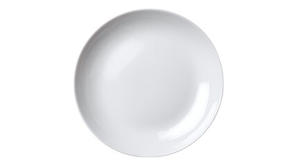 White ceramic plate top view, minimal kitchenware design, isolated on tranparent background 