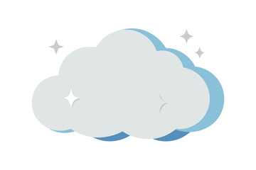 Puffy Cloud With Sparkling Silver Stars On White
