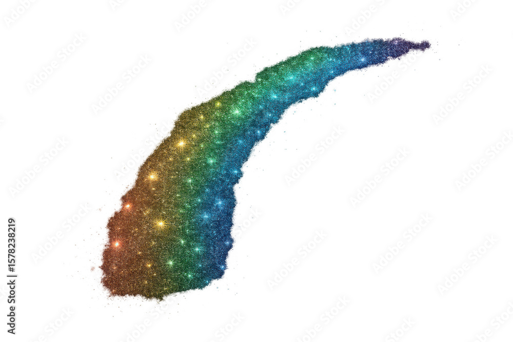 Aufkleber vibrant glitter brush stroke creating dynamic abstract shape, shimmering with metallic luminescence 