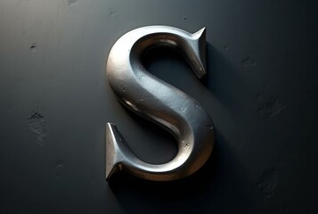 Silver letter S on textured dark gray background metallic