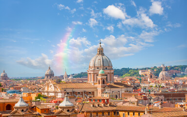 Roman house and Basilica dei Santi Ambrogio e Carlo al Corso  Rome, italy