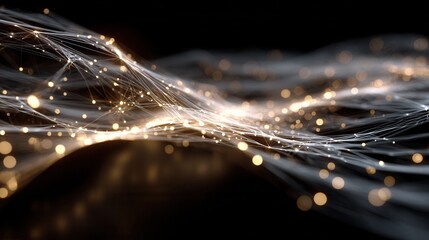 Abstract Light Waves with Sparkling Particles on Dark Background