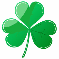 A simple, black and white illustration of a three-leaf clover, a symbol.