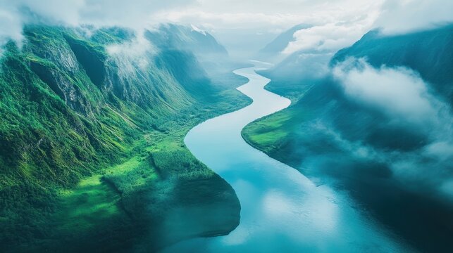 gravity bending river flowing upward into sky