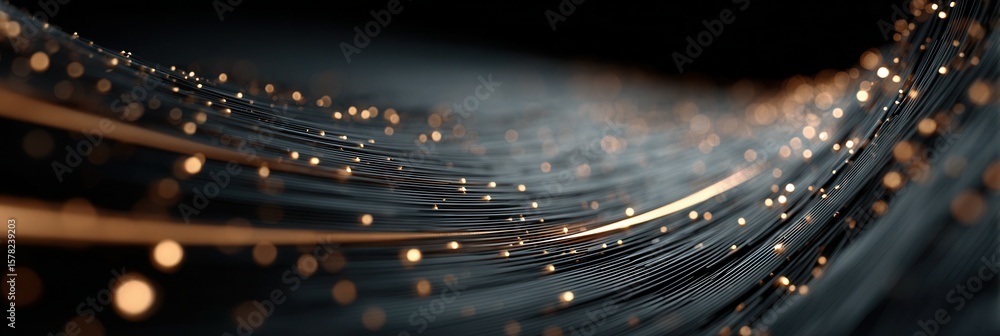 Poster abstract light waves with dazzling sparkles in dark background
