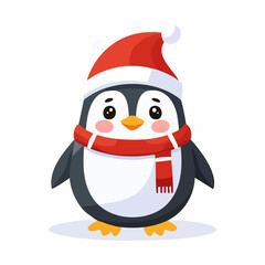 Festive Penguin Adorned in Winter Attire, Ready for Holiday Cheer