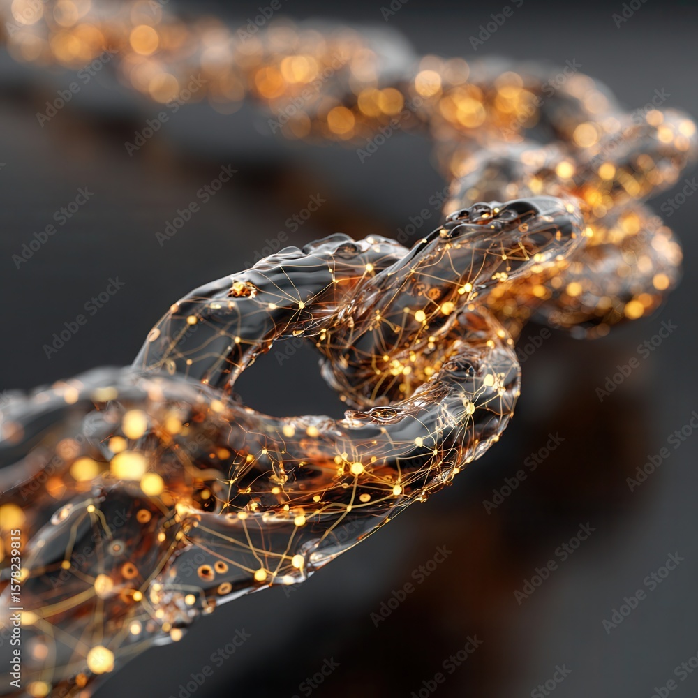 Sticker abstract concept of connection through a glowing chain of light