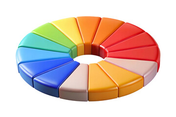 Obraz premium Colorful pie chart segments arranged in a circle isolated on transparent background