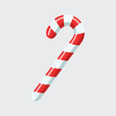 Festive Red and White Striped Candy Cane with a Curved Hook Shape