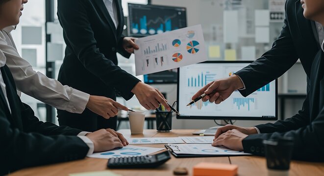 Financial Analysis Meeting with Charts and Graphs for Business Growth Strategy
