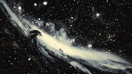 Cosmic abstract night sky with bright galaxy and starfield