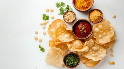 Culinary Delights: An artful presentation showcases crispy, golden-brown chips and a vibrant array of ingredients, inviting the senses and celebrating the culinary arts.