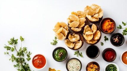 Culinary Creations: A collection of vibrant bowls, brimming with a variety of savory dips and crunchy snacks. A visually appealing arrangement