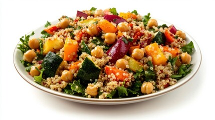 Hearty Quinoa Salad: A vibrant and healthy quinoa salad bursting with colorful vegetables, chickpeas, and a delightful dressing. Perfect for a light lunch or a healthy side dish.