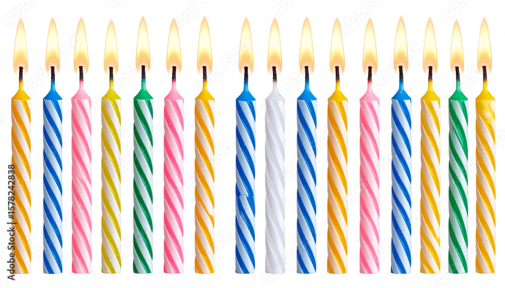 Poster a colorful birthday candles clipping path isolated on transparent background frm