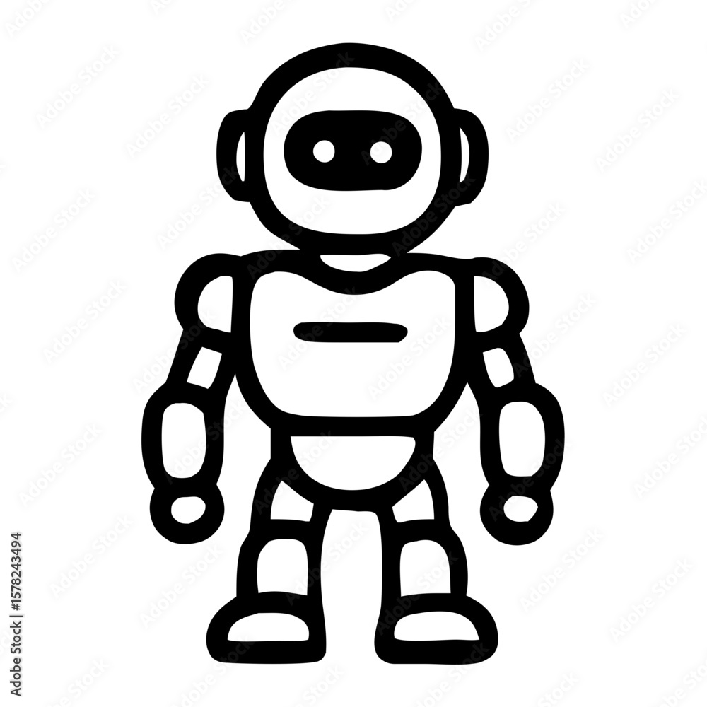 Poster outline simple robot character graphic symbol sign illustration design element