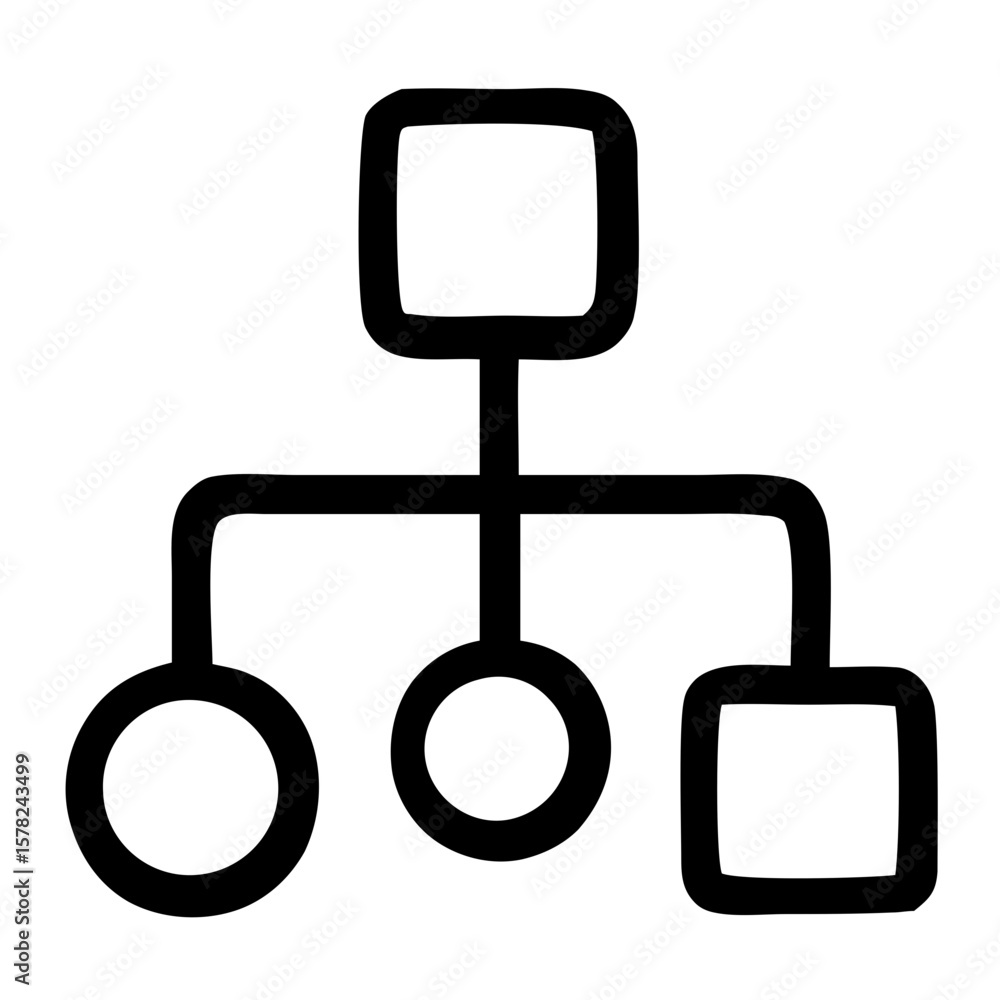 Aufkleber simple outline flowchart organization chart hierarchy structure icon symbol