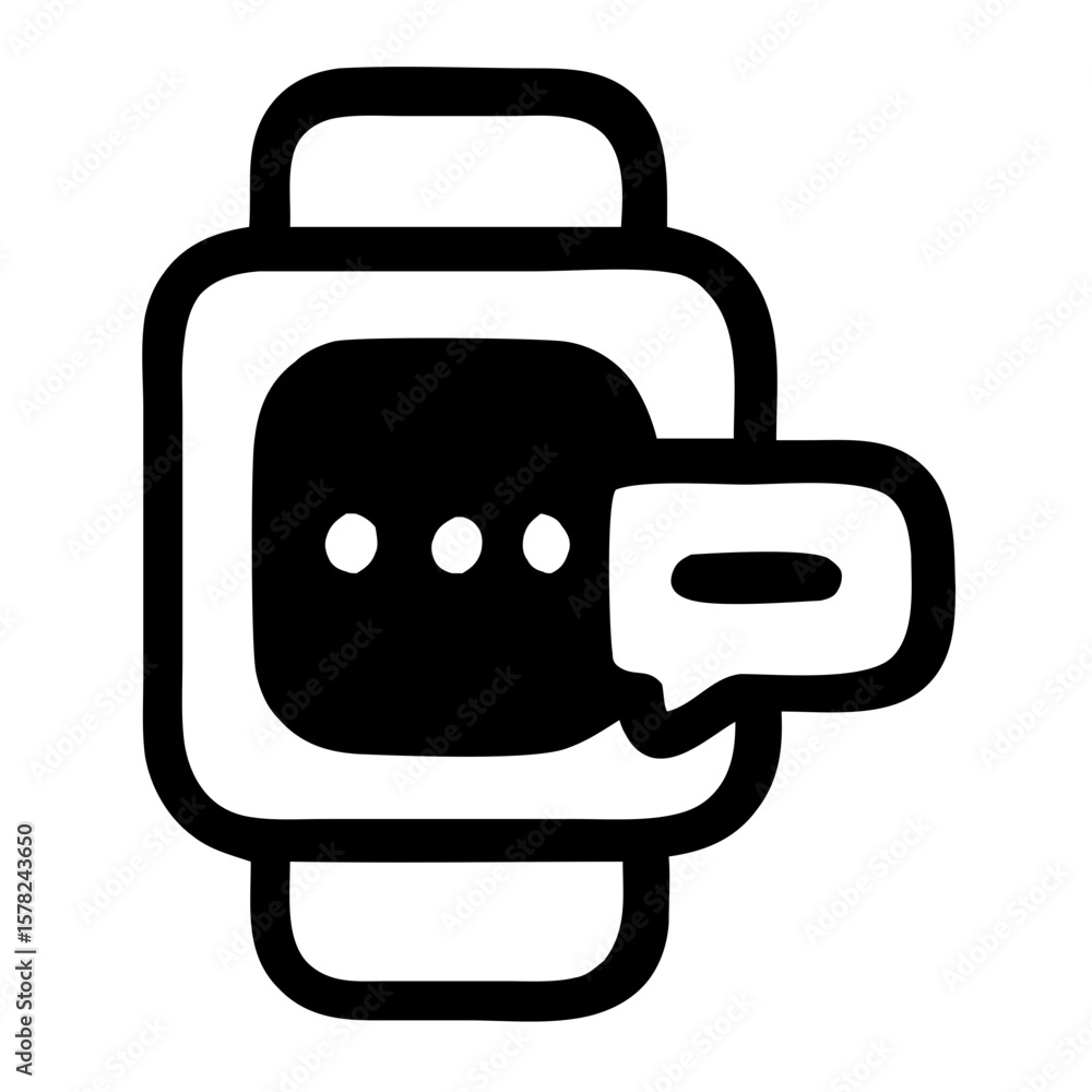 Poster outline simple smartwatch message bubble notification communication icon design