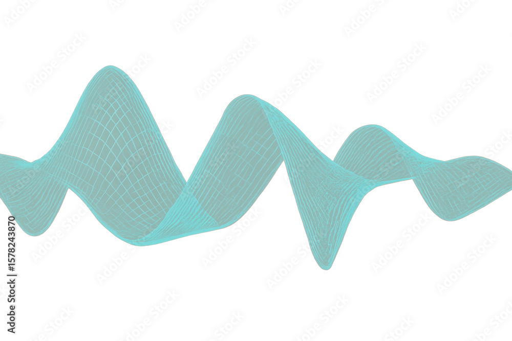 Poster digital cyan wave flowing seamlessly over transparent surface, representing dynamic motion and vibra